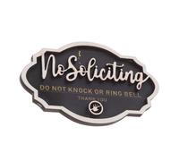 Lurrose No Soliciting Door Sign Adhesive Exterior Wooden Plaque Do Not Knock Ring Bell Front Door Privacy Protection Easy Installation