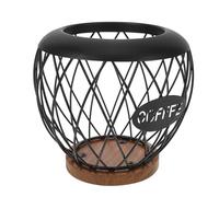 Lurrose Organizador de Cápsulas de Café Metálico Creativo con Base de Madera Negra Cesta Irregular Multifunción para Fruteros y Almacenamiento Encimera de Cocina Moderna