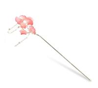 Lurrose Palillo Cabello Mujer Hoja de Ginkgo y Borla, Horquilla para Moño, Accesorio para Cabello Grueso y Rizado, Color Rosa Claro, Adecuado para Peinados de Boda y Uso Diario