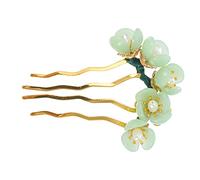 Lurrose Palillo de pelo chino Jade Hair Stick en forma de U Horquilla de pelo clásico Hanfu decoración del pelo chino estilo tradicional flor horquilla para mujeres niña