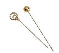 Lurrose Palillos Cabello Estilo Retro Coreano, Juego de 2 Piezas Diseño Dorado, Horquillas Metálicas para Moños y Recogidos, Accesorio Vintage Femenino para Uso Diario y Peinados