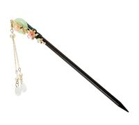 Lurrose Palillos Chinos de Madera Cabello Borlas Verdes, Palillo para Moños y Peinados Vintage, Accesorio Ligero y Resistente para Pelo Rizado y Grueso, Adecuado para Bodas y Eventos