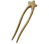 Lurrose Palillos para Moño en Forma de U de Madera Verde Diseño de Estrellas, Horquillas para Cabello Grueso, Accesorios para Cabello Largo de Mujer, Pasadores Versátiles para Peinados