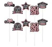 Lurrose Palitos de Graduación para Centros de Mesa 2026, Decoración de Mesa para Fiesta de Graduación, Set de 5 Piezas en Rosa Dorado para Adornos Temáticos, Accesorios