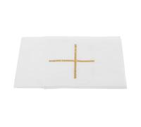 Lurrose Paño Bordado Corporal de Lino para Altar de Iglesia con Cruz Central, Mantel Litúrgico Sacramental para Comuniones y Bautismos, Mantelería Ritual Resistente y Fácil Cuidado