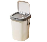 Lurrose Papelera de Basura Tipo Prensa 13l Grande con Tapa Gris, Cubo Doméstico para Baño, Cocina y Sala, Cubo Plástico con Cierre Hermético para Compresión, Bote Reciclaje Funcional