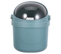 Lurrose Papelera de Escritorio Pequeña con Tapa, Minicubo de Basura de Plástico Azul para Mesa, Compacto y Portátil para Oficina, Dormitorio y Estudio, 21,8 X 14,9 X 14 Cm, Diseño