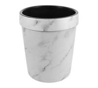 Lurrose Papelera y Estilo Moderno de Plástico Diseño de Mármol Blanco Redonda Capacidad de 12l, Estructura Estable para Cocina y Baño