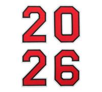 Lurrose Parches Termoadhesivos Números Bordados 2026 Rojo Grande, 4 Piezas para Planchar en Tela, Adecuado para Ropa Deportiva, Uniformes Escolares y Personalización de Prendas