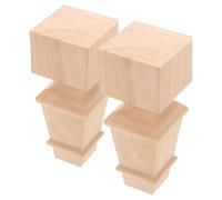 Lurrose Patas de Madera Maciza para Muebles 15 X 6,5 Cm, 2 Piezas, Patas Cortas para Mesa y Tocador, Repuesto Resistente para Sofá y Cama, Accesorio Decorativo para Muebles de Madera