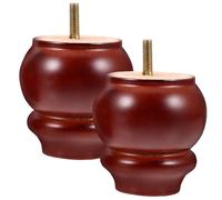 Lurrose Patas de Madera Maciza para Muebles, 2 Piezas, Color Rojo Madera, Altura 8 Cm, Tornillo para Montaje, Repuesto para Sofá, Mesa, Gabinete y Cama, Base Resistente y Lisa