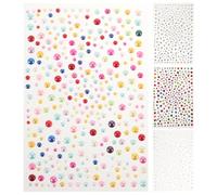 Lurrose Pegatinas Faciales Impermeables 4 Piezas con Perlas y Gemas Acrílicos Ab Fantasía para Maquillaje, Cejas y Cuerpo, Pegatinas de Cristal Brillantes para Festival y Fiesta