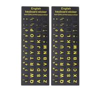 Lurrose Pegatinas para Teclado de Portátil y Ordenador Letras en Inglés, 2 Unidades, Material PVC Resistente al Agua Polvo, Acabado Mate Antideslizante, Fáciles de Aplicar y Duraderas