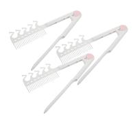 Lurrose Peine Alisador de Cabello en Forma de V Plegable Antiestático Blanco, Portátil y Versátil para Uso Diario y Viajes, Pack de 3 Unidades de Plástico