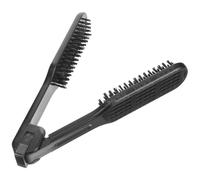 Lurrose Peine Alisador de Cabello Negro Cerdas en V, Plancha de Pelo de Doble Cara Resistente al Calor y Antiestático, Cepillo Portátil para Peinado en Casa y Salón Profesional