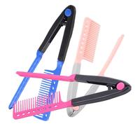 Lurrose Peine Alisador para Planchar Cabello en Forma de V de Plástico Ergonómico Portátil, Pack de 3 Piezas para Uso Profesional en Salones de Peluquería