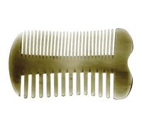 Lurrose Peine natural de cuerno de buey doble cara con dientes finos para masaje capilar profesional, ligero y portátil para uso diario y equilibrio de aceite