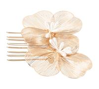 Lurrose Peineta de Flores Doradas para Novia, Accesorio de Boda Retro Barroco, Pinza para Cabello Ligera y Resistente, Tocado Artesanal para Peinados de Boda y Eventos Obsequios