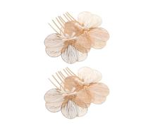 Lurrose Peinetas Doradas para Novia Flores en Aleación de Zinc y Perlas Simuladas, Estilo Vintage y Barroco, 2 Piezas para Bodas y Fiestas Elegantes