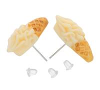 Lurrose Pendientes de Helado Pequeños de Resina para Mujer, Pendientes de Botón Delicados, Joyería Ligera para Adolescentes, Uso Diario y Fiestas, Diseño Compacto y Color Crema,