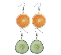 Lurrose Pendientes de Mujer Minimalistas de Botón Naranja, 2 Pares (m5 M6), Joyas de Moda para Mujer, Pendientes Estéticos Pequeños y Ligeros, Accesorios Oreja en Estilo Fresco y Creativo