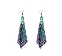Lurrose Pendientes Largos de Borlas de Metal con Lentejuelas, Geométricos y Cómodos, para Mujeres y Niñas, Joyas para Orejas