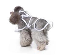 Lurrose Pet Dog Raincoat con Capucha Ajustable y Tiras Reflectantes para Perros Grandes Material Elástico y Resistente Seguro y Cómodo para Paseos bajo Lluvia Talla Color Blanco