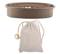 Lurrose Piedra para Horno de Gres Natural 500 G Bolsa de Tela y Bandeja Dorada, Pesas para Masa de Tarta, Distribución Uniforme del Calor, Adecuado para Hornear Panes, Baguettes y Tartas