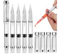 Lurrose Pinceles de Caligrafía y Gran Depósito de Tinta Conjunto de 5 Recargables Cuerpo Transparente para Escritura y Trazos Artísticos
