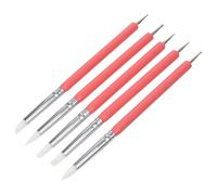 Lurrose Pinceles de Silicona Doble Cabezal para Puntear Uñas, Bolígrafos para Manicura de Gel, Set de 5 Unidades en Color Rosa, Herramienta Ligera para Decorar Uñas en Casa y Diseño Nail