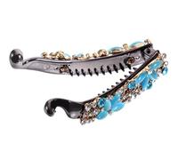 Lurrose Pinza Cabello Forma de Plátano y Gemas de Imitación, Aleación y Ópalo, Diseño Elegante y Cómodo para Mujeres en Citas y Trabajo