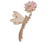 Lurrose Pinza Cabello Garra de Flor de Loto Metálica en Estilo Chino Vintage, Diseño Perlas, Tamaño Mediano, Accesorio Antideslizante Adecuado para Cabello Fino y Peinados Diarios