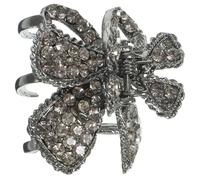 Lurrose Pinza para Cabello Mediana de Metal Gemas de Imitación en Gris, Accesorio para Moño Alto, Clip para Mujer, Soporte para Coleta, Adecuado para Cabello Largo y Fino en Uso Diario