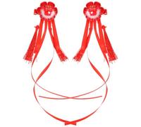 Lurrose Pinzas Cabello para Mujer Diseño de Dragón y Borlas Rojas, Accesorios de Tejido y Metal que No Dañan Mantienen Firmes para Eventos Formales y Año