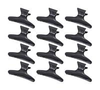 Lurrose Pinzas Cabello para Peluquería Profesional, Clips de Plástico Negro, 12 Unidades para Fijar y Peinar, Uso Doméstico y Salón, Diseño Resistente Marcas