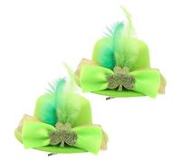Lurrose Pinzas el Pelo Irlandesas con Diseño de Hoja de Tres Puntas y Pluma Verde, Ligeras Uso Día de San Patricio, Paquete de 2 Piezas para Mujeres y Niñas