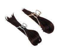 Lurrose Pinzas para Cabello Postizo 2 Unidades, Clip de Moño Decorativo en Dorado y Plateado, Accesorio Sintético para Moños Femeninos, Diseño Realista para Eventos, Bodas y Uso