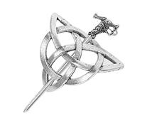 Lurrose Pinzas para el cabello célticas Pinzas para el cabello de metal con palos Palos para el cabello de plata antigua de la vendimia 1 Unidades