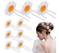 Lurrose Pinzas Pelo Flores Artificiales de Margarita en Color, 12 Unidades Pequeñas, Accesorio Decorativo para Peinados, Bodas, Fiestas y Uso Diario