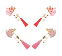 Lurrose Pinzas Pelo Forma de Abanico y Borlas 4 Piezas Accesorio para Fotos y Eventos de Cosplay Japonés