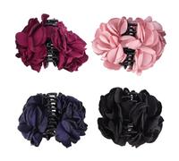 Lurrose Pinzas Pelo Mujer Forma de Flor de Tela Rosa, 4 Piezas, Resistentes y Grandes, Accesorios para Cabello en Bodas y Aniversarios