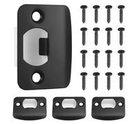 Lurrose Placa de Cerrojo de Acero Negra 4 Piezas Tornillos para Puerta, Placa del Pestillo Ajustable Tipo D, Cubierta Metálica para Relleno Orificio, Adecuado para Puertas Interiores