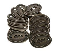 Lurrose Placa Escudo de Cerradura Estampada Ovalada de Latón para Cajones y Cómodas, 20 Unidades, Diseño Retro, Adecuado para Muebles y Cocinas