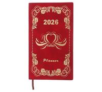 Lurrose Planificador de Productividad 2026 Diseño Elegante, Cuaderno Diario A6 de 365 Días, Tapa de Pu Roja y Organizador Semanal y Mensual para Oficina y Escuela