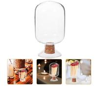 Lurrose Portacerillas de Cristal Transparente Tapa Hermética para Exhibición y Almacenamiento de Cerillas, Frasco Decorativo para Chimenea y Uso Doméstico