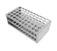 Lurrose Rack de secado de tubos de centrífuga de acero inoxidable, soporte para tubos de ensayo, 50 orificios, diámetro ≤19 mm, laboratorio