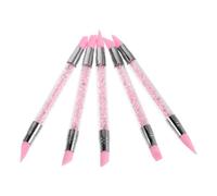 Lurrose Set de 5 Pinceles para Decorar Uñas de Silicona Doble Punta Color Rosa para Uñas Naturales y Extensiones Adecuado para Salones y Demostraciones Creativas