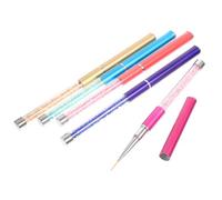 Lurrose Set de 5 Pinceles Profesionales para Manicura Mango de Metal y Cerdas de Nylon para Decoración de Uñas y Delineado de Diseño Detallado