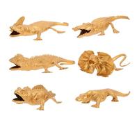 Lurrose Set de 6 Figuras de Reptiles y Aves Doradas de Plástico, Resistentes al Desgaste Deformación, Ideales para Decorar Jardines y Macetas