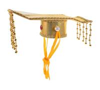 Lurrose Sombrero Chino Antiguo Dorado para Adultos, Accesorio de Disfraz Tradicional, Tocado de Cosplay Histórico, Talla Única, Adecuado para Fiestas y Representaciones Culturales